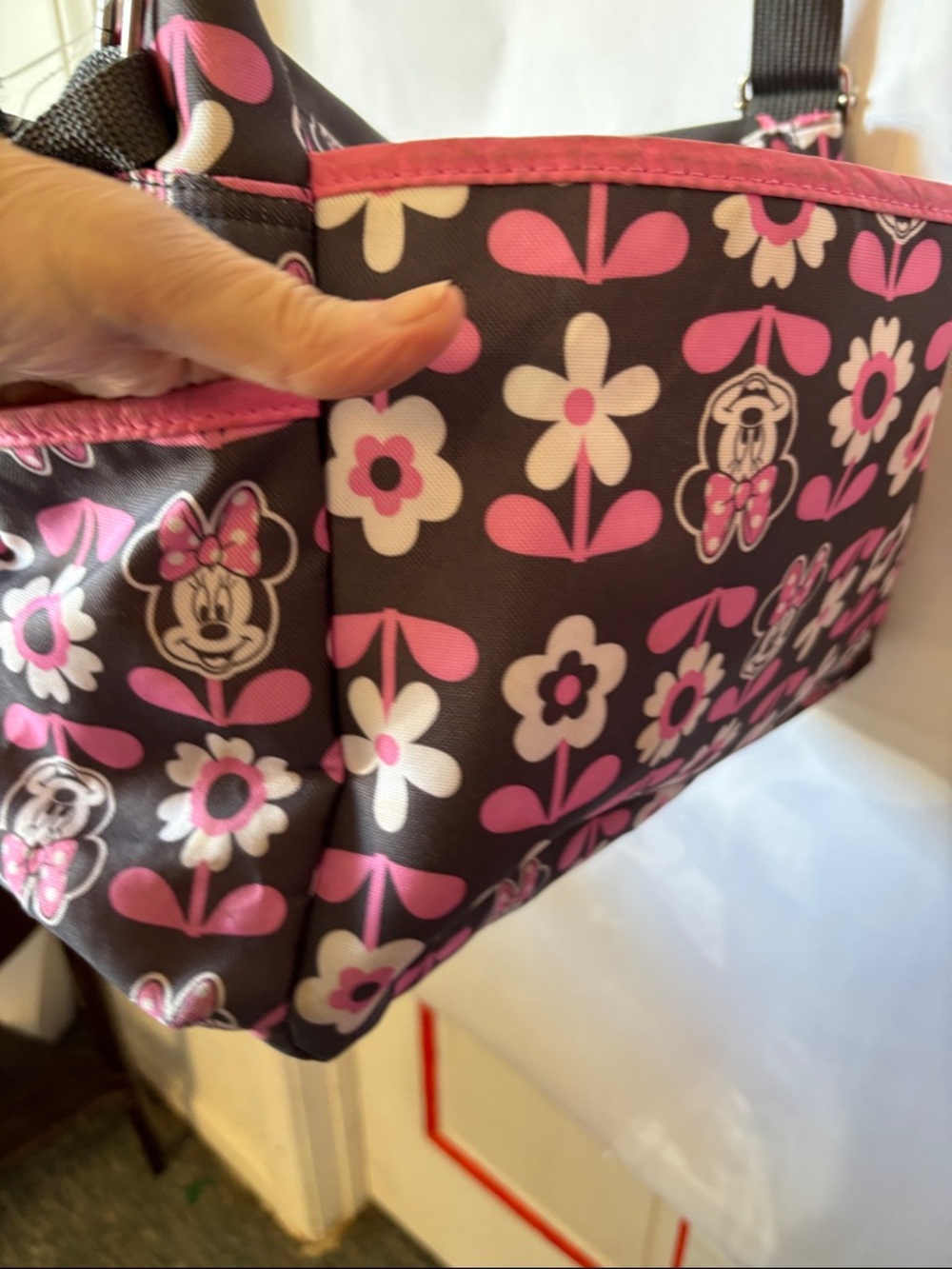 Disney Black and Pink Minnie Floral Messenger Crossbody - Picture 3 of 16